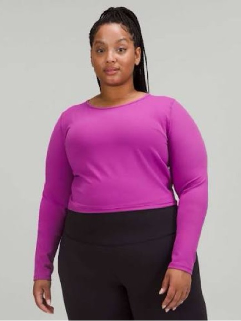 Lululemon Wunder Train Cropped Long Sleeve Vivid Plum